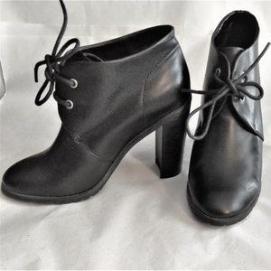 Expression Black Leather Ankle  Boot--Size 8